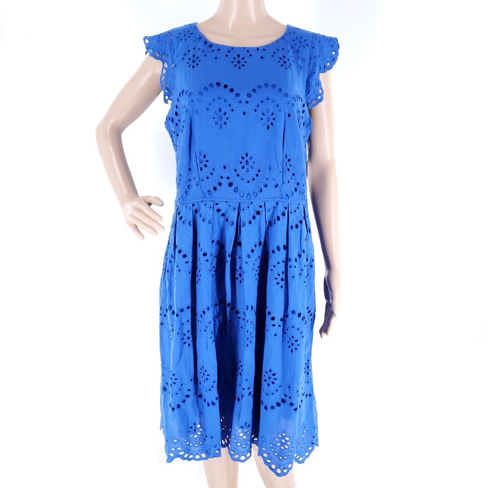 Chris McLaughlin Women Dress Cool Breeze Cotton Knee Length Blue Size 12 - NWT